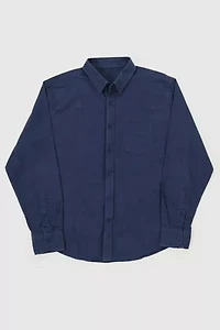 Vintage Solid Flannel Button-Down Shirt