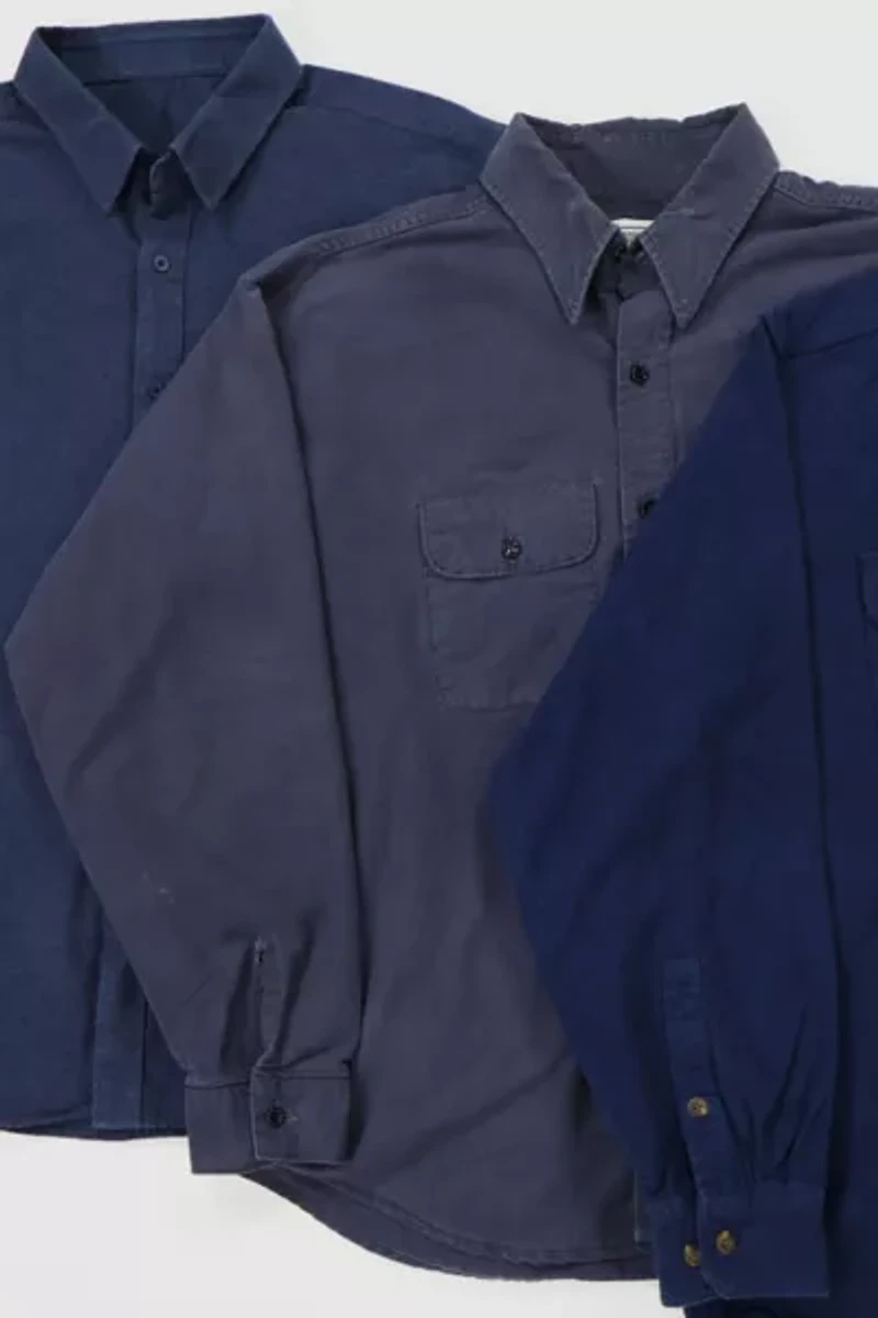 Vintage Solid Flannel Button-Down Shirt