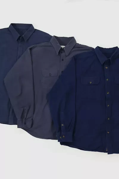 Vintage Solid Flannel Button-Down Shirt