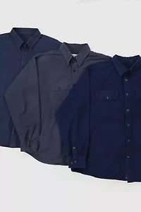Vintage Solid Flannel Button-Down Shirt