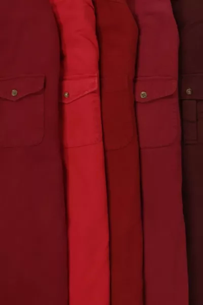 Vintage Solid Flannel Button-Down Shirt