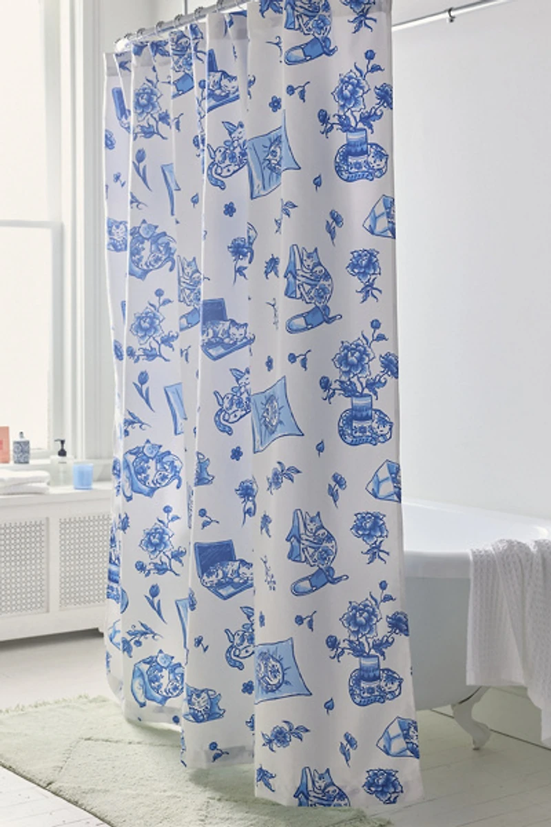 Delft Cat Shower Curtain