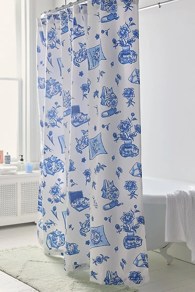 Delft Cat Shower Curtain