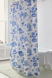 Delft Cat Shower Curtain