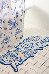 Delft Cat Shaped Tufted Bath Mat