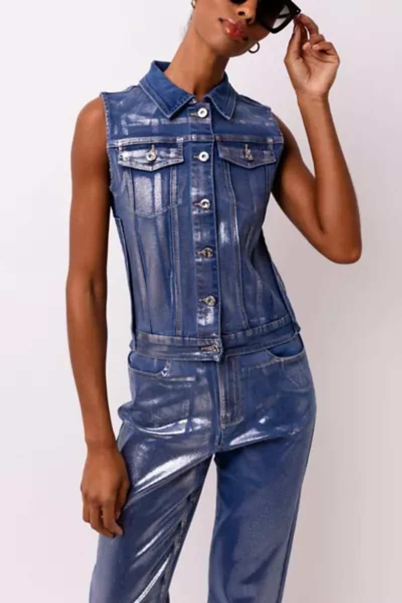 Amy Lynn Soho Metallic Denim Vest