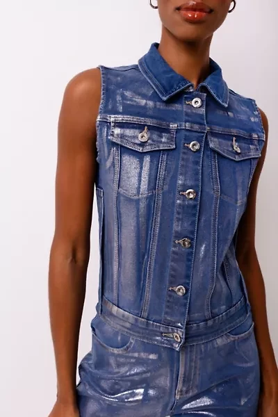 Amy Lynn Soho Metallic Denim Vest