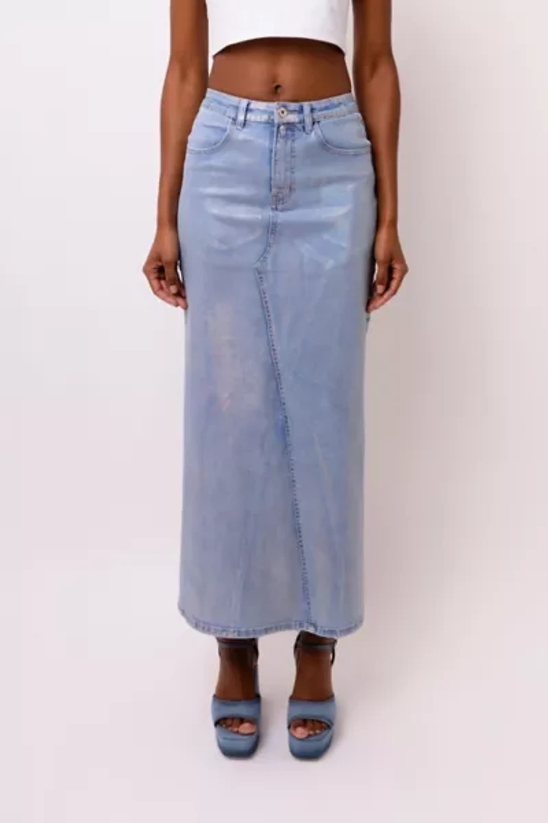 Amy Lynn Mimi Metallic Denim Maxi Skirt