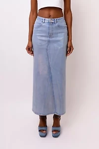 Amy Lynn Mimi Metallic Denim Maxi Skirt