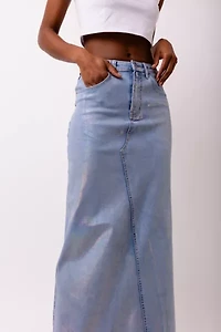 Amy Lynn Mimi Metallic Denim Maxi Skirt