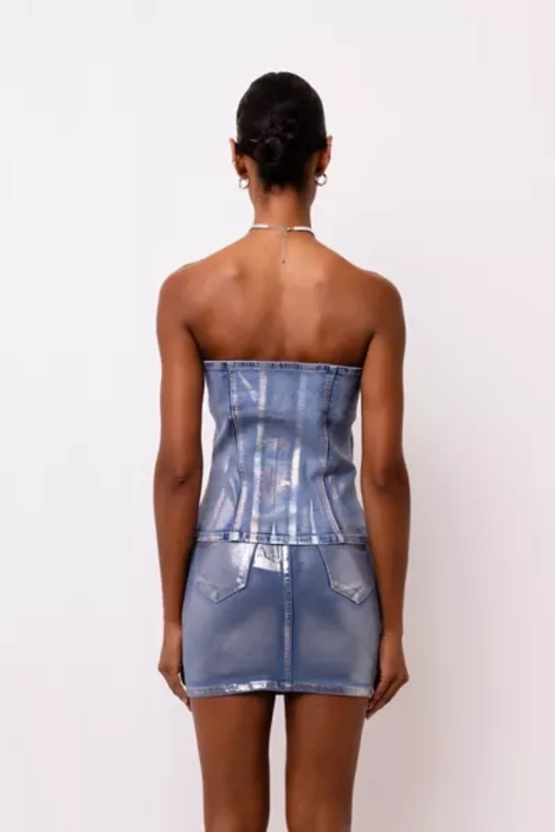 Amy Lynn Mimi Metallic Denim Corset Top