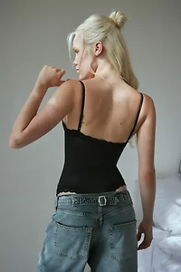 Out From Under Felicia Lace Trim Mesh Bodysuit