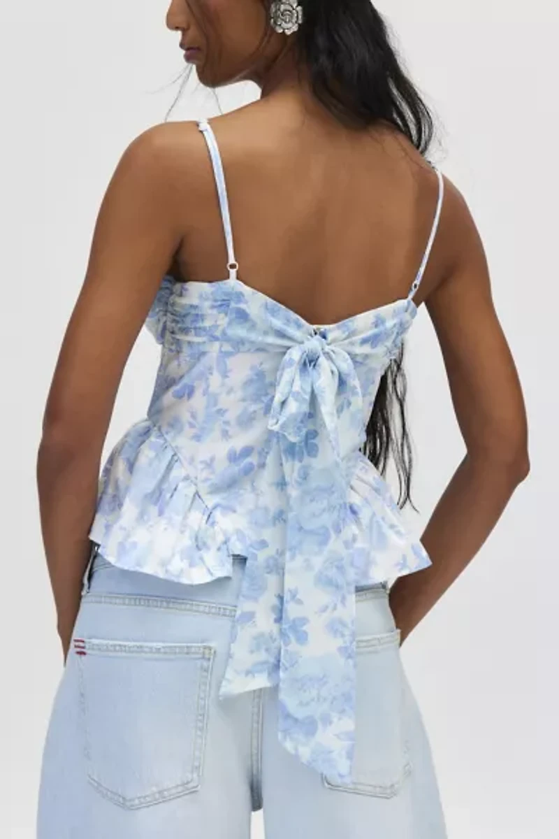 For Love & Lemons Oliver Floral  Tie Back Corset Top