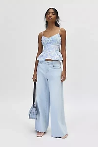 For Love & Lemons Oliver Floral  Tie Back Corset Top