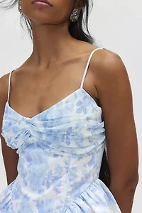 For Love & Lemons Oliver Floral  Tie Back Corset Top