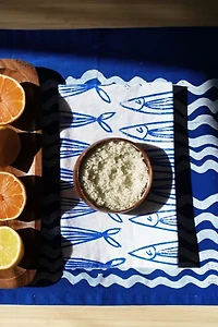 Julie Peach Block Printed Sardines Napkins