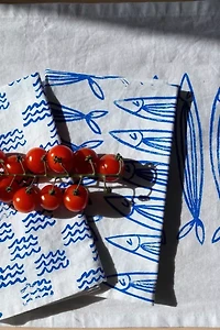 Julie Peach Block Printed Sardines Napkins