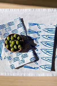 Julie Peach Block Printed Sardines Napkins