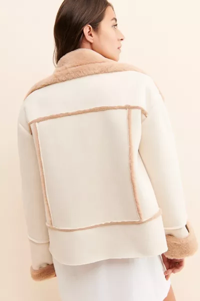 Fate Faux Suede Faux Fur Moto
