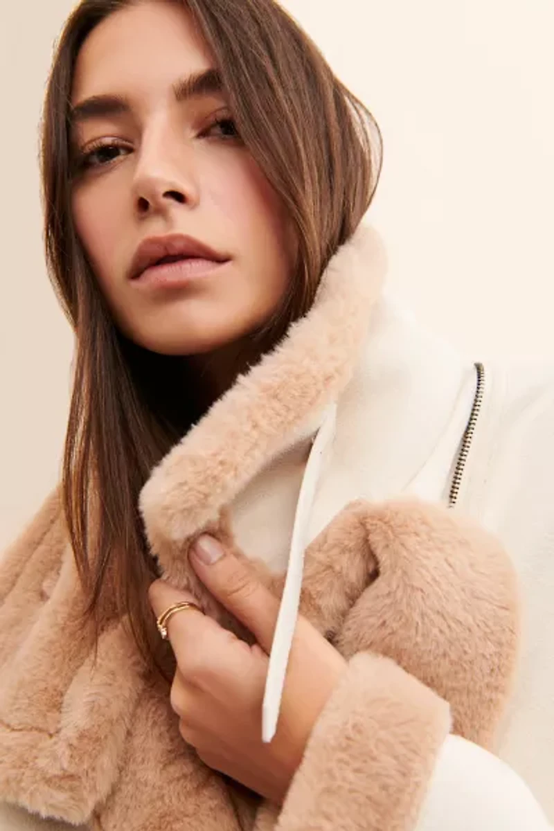 Fate Faux Suede Faux Fur Moto