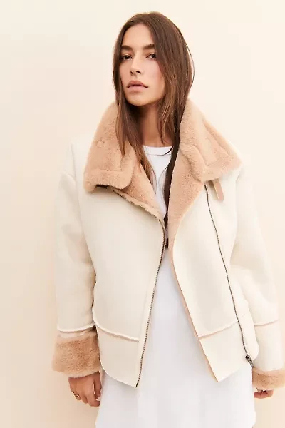 Fate Faux Suede Faux Fur Moto