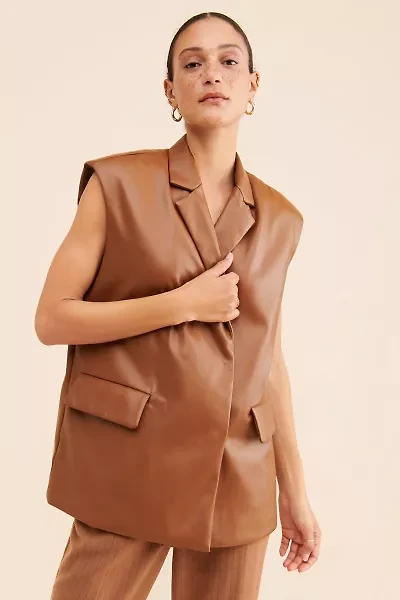 Native Youth Vegan Leather Oversized Vest