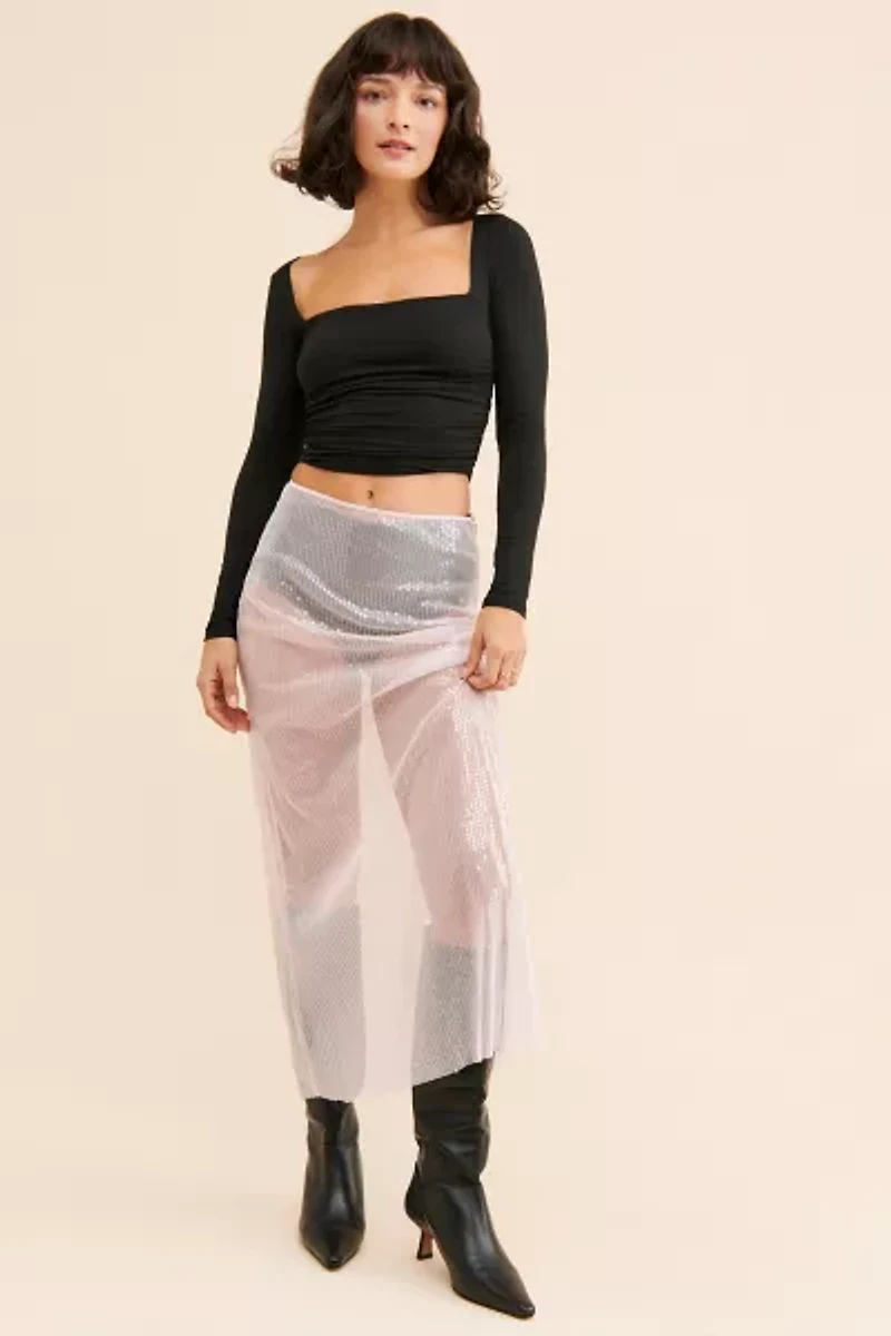 Dynasty Sheer Sequin Maxi Skirt