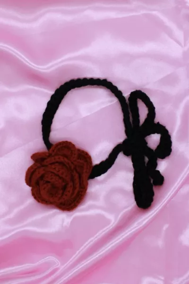 Velvet Luna Crochet Rose Choker