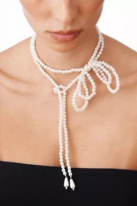 Velvet Luna Pearl Bow Wrap Necklace
