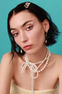 Velvet Luna Pearl Bow Wrap Necklace