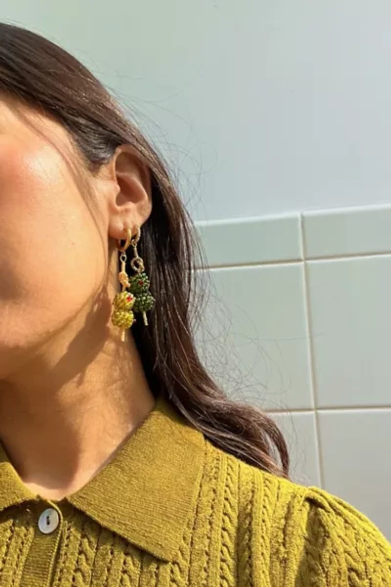 Dream Song Beaded Dirty Olive Earrings