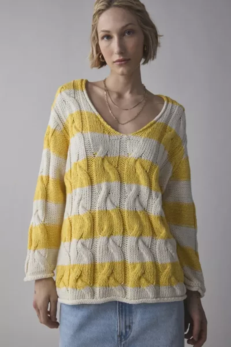 BDG Skylar Oversized Cable Knit Pullover Sweater