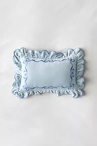 Lacey Bows Velvet Ruffle Bolster Pillow