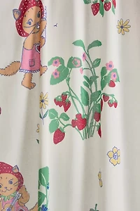 Strawberry Cat Patterned Shower Curtain