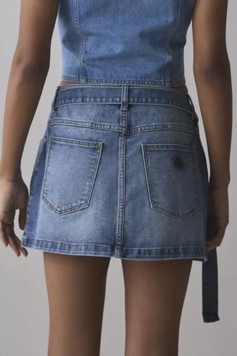 Abrand Dalia Denim Wrap Mini Skirt