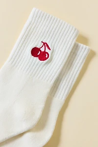 Icon Embroidered Quarter Crew Socks