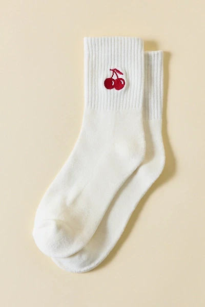 Icon Embroidered Quarter Crew Socks