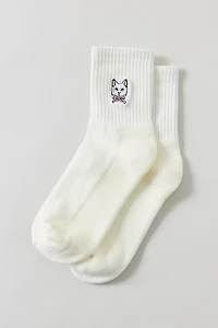 Icon Embroidered Quarter Crew Socks