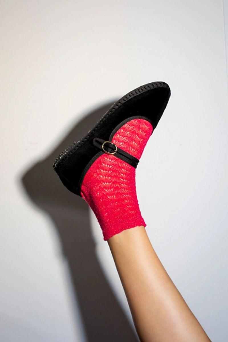 Flabelus Velvet Mary Jane Flat