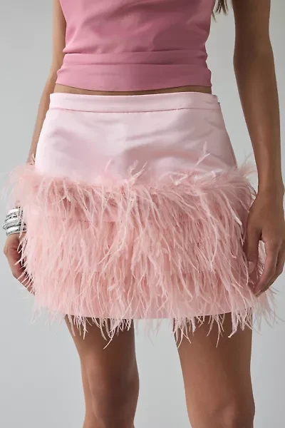 LoveShackFancy Vivette Feathered Satin Mini Skirt