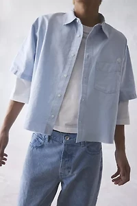 UO Solid Cutoff Oxford Shirt