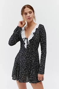 Motel Darira Ruffle Long Sleeve Mini Dress