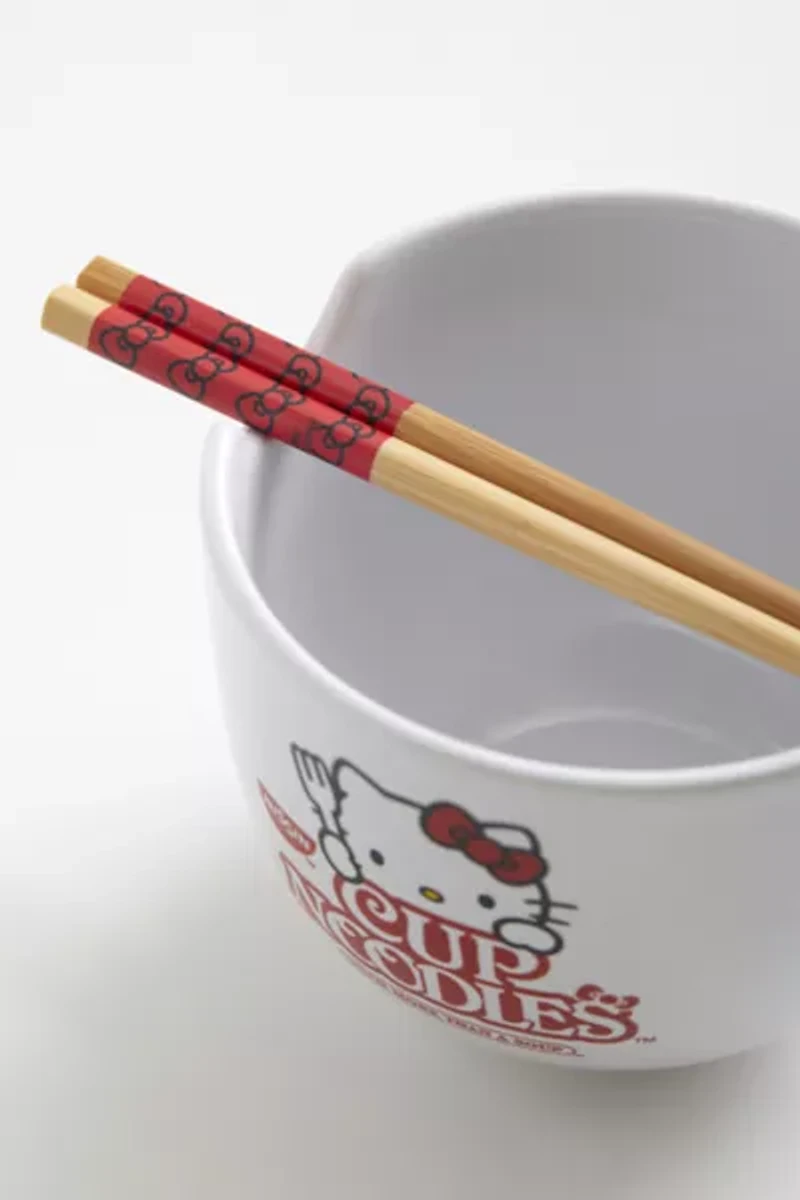 Sanrio Hello Kitty Ceramic Noodle Bowl & Chopstick Set