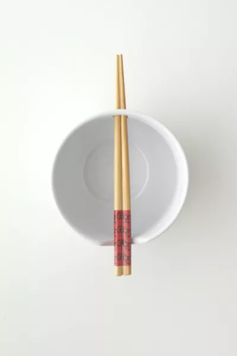 Sanrio Hello Kitty Ceramic Noodle Bowl & Chopstick Set
