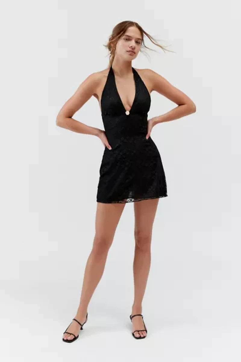 Motel Codami Lace Halter Mini Dress