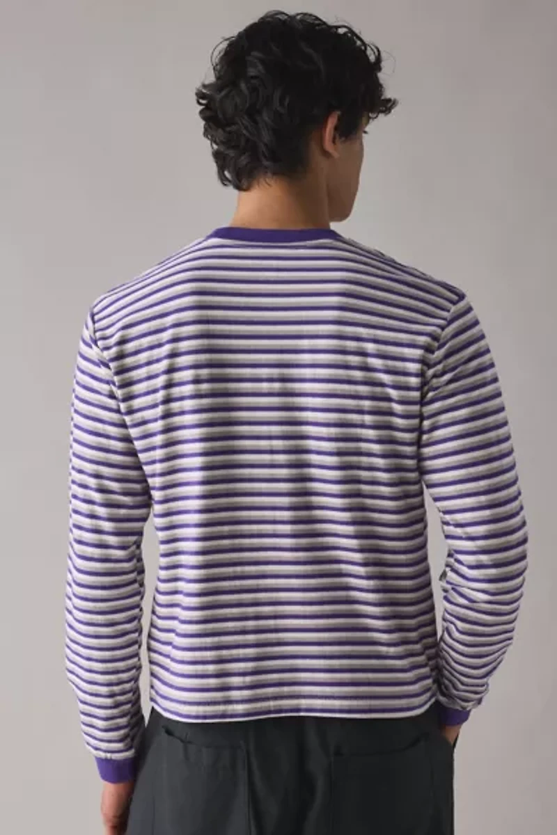 BDG Bonfire Stripe Cropped Long Sleeve Pocket Tee