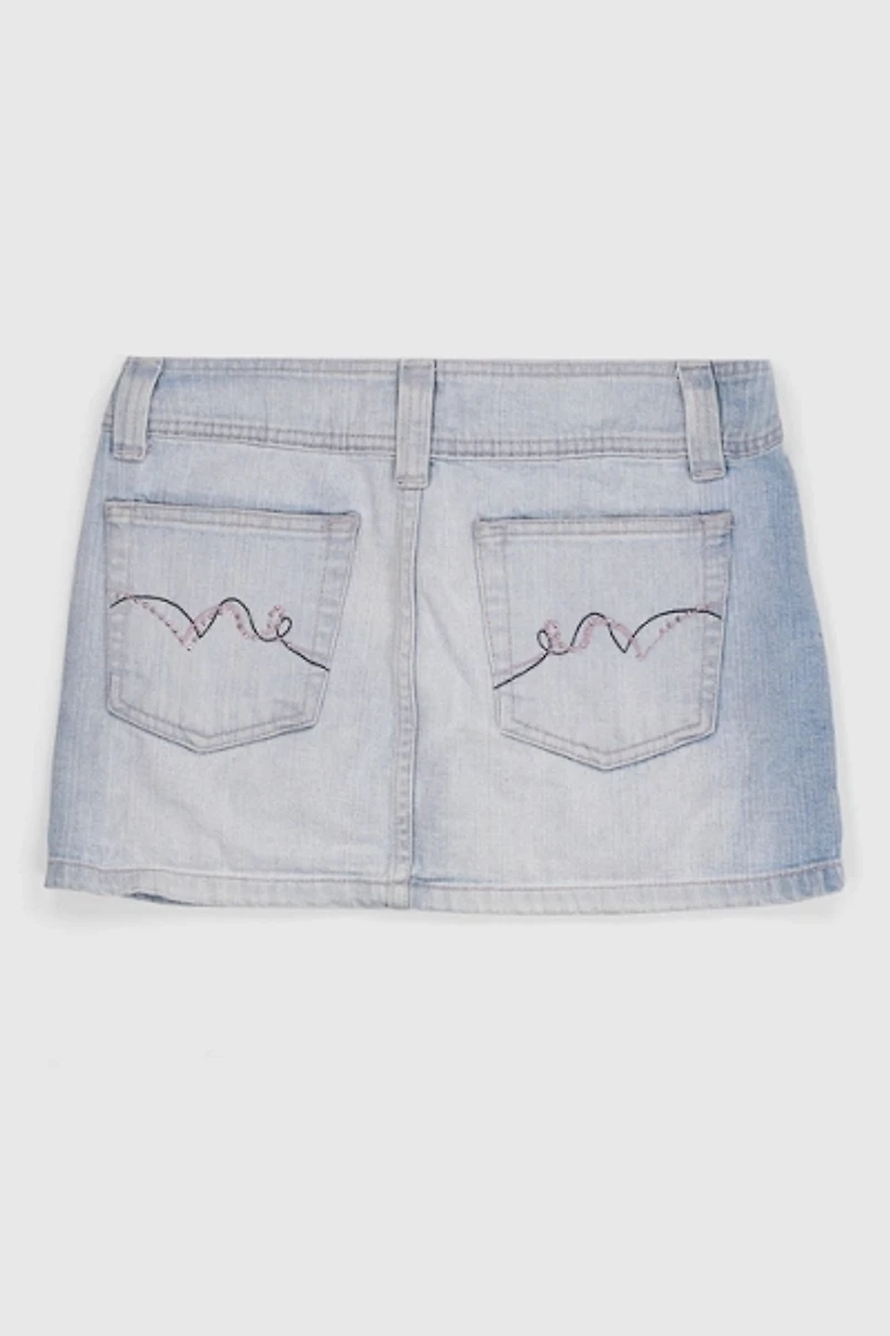 Vintage Y2K Light Wash Jean Mini Skirt
