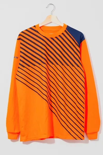 Vintage Y2K Orange Blue Stripe Soccer Goalie Jersey