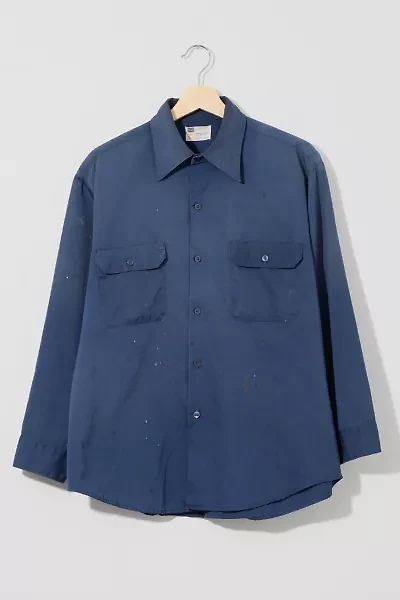 Vintage 1970s Distressed Long Sleeve Button Up Work Shirt