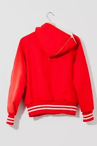 Vintage 1960s Red Wool Hooded Letterman Jacket